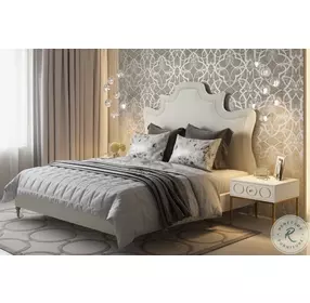 Serenity Cream Velvet King Upholstered Platform Bed