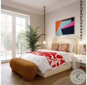 Mara Cinnamon Brown Vegan Shearling Ottoman