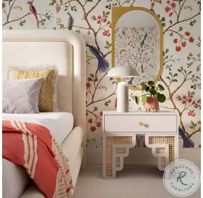 Suzie Cream And Rattan Nightstand