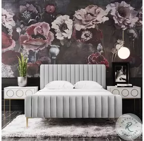 Angela Grey King Upholstered Panel Bed