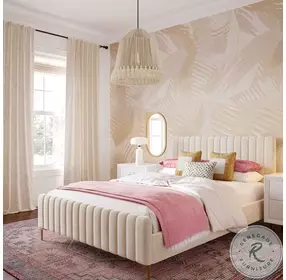 Angela Cream King Upholstered Panel Bed