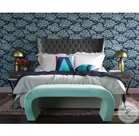 Kenya Bright Blue Velvet Bench