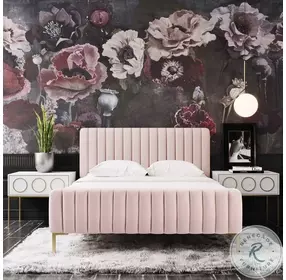 Angela Blush Upholstered Full Platform Bed