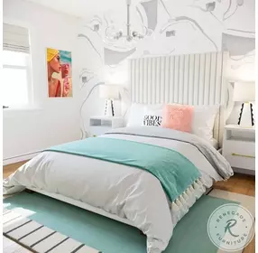 Arabelle White Velvet Queen Upholstered Platform Bed