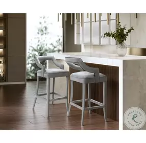 Tiffany Grey Velvet Counter Height Stool