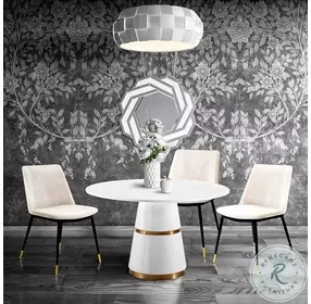 Evora Cream Velvet and Gold Chair Set of 2