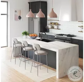 Ariana Grey Counter Height Stool with Silver Legs Set of 2