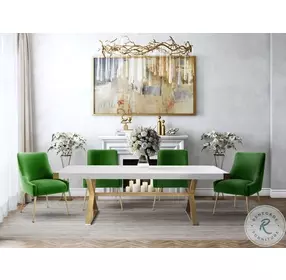 Adeline White and Gold Dining Table