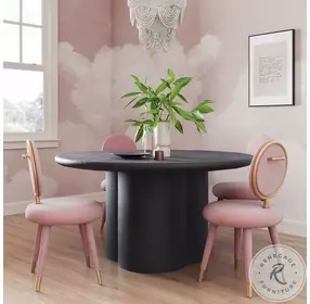 Elika Black Faux Plaster Round Dining Table