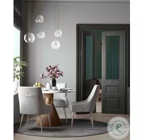 Beatrix Pleated Light Grey Velvet And Silver Leg Side Chair