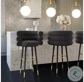Betty Black Velvet Counter Height Stool