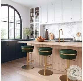 Astro Malachite Green and Gold Swivel Adjustable Stool