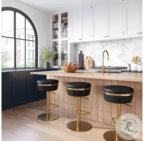 Astro Black and Gold Swivel Adjustable Stool