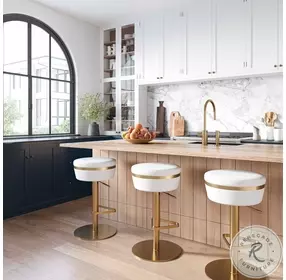 Astro White and Gold Swivel Adjustable Stool