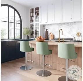 Reagan Sea Foam Green and Silver Adjustable Stool