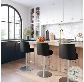 Reagan Black and Silver Adjustable Stool