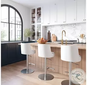 Reagan White and Silver Adjustable Stool