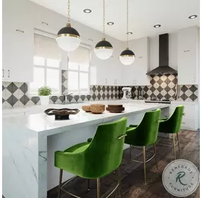 Beatrix Green Velvet Bar Stool with Gold Legs