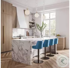 Gala Blue Vegan Leather Adjustable Swivel Stool