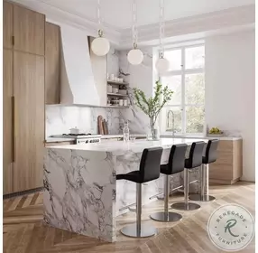 Paddy Black Vegan Leather Adjustable Swivel Stool