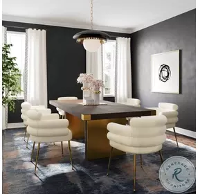 Dente Cream Faux Sheepskin Dining Chair by Inspire Me Home Decor