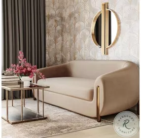 Lina Cafe Au Lait Brown Velvet Sofa