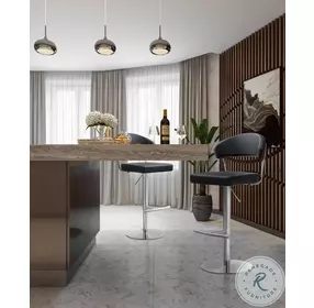 Cosmo Black Stainless Steel Adjustable Swivel Bar Stool