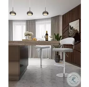 Cosmo White Stainless Steel Adjustable Swivel Bar Stool