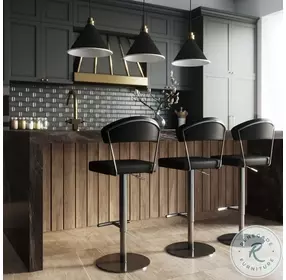 Cosmo Black Steel Adjustable Swivel Bar Stool
