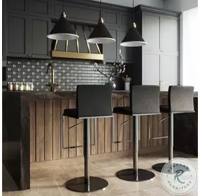 Amalfi Black Steel Adjustable Swivel Bar Stool