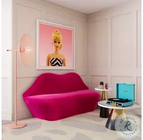 Lips Hot Pink Velvet Settee