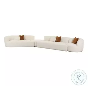 Fickle Cream Boucle 4 Piece Modular LAF Sectional