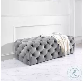 Kaylee Jumbo Grey Velvet Ottoman