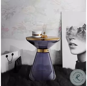 Coral Blue and Gold Side Table