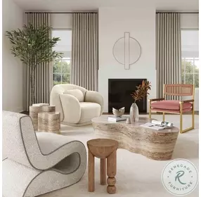 Slab Faux Travertine Coffee Table