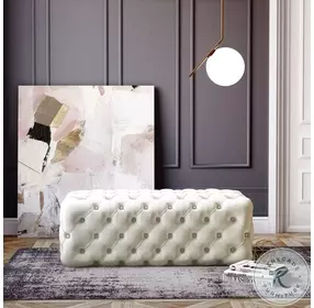 Kaylee Cream Velvet Ottoman