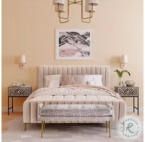 Angela Blush Queen Upholstered Panel Bed