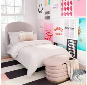 Lillian Blush Velvet Storage Bench