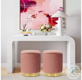 Zoe Blush Velvet Storage Ottoman