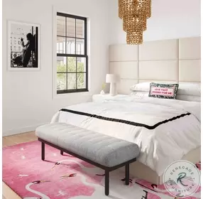 Olivia Grey Boucle Bench