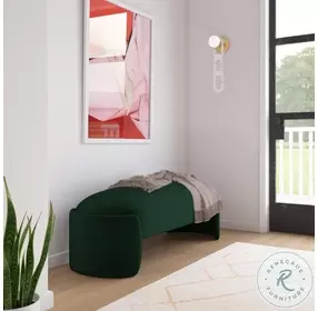 Toledo Forest Green Velvet Bench