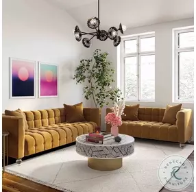 Bea Cognac Velvet Sofa