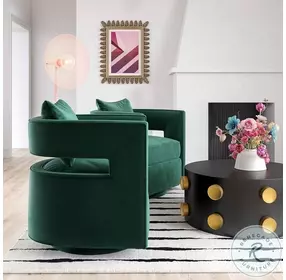 Kennedy Forest Green Velvet Swivel Chair