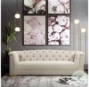 Farah Cream Velvet Sofa by Inspire Me Home Decor