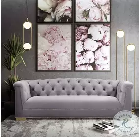 Farah Grey Velvet Sofa by Inspire Me Home Decor