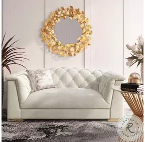 Farah Cream Velvet Loveseat by Inspire Me Home Decor