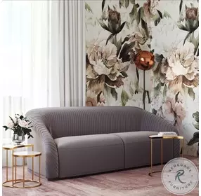 Yara Pleated Grey Velvet 91" Sofa by Inspire Me Home Decor