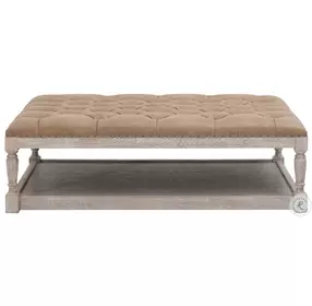 Townsend Ivanhoe Toast Tufted Upholstered Rectangle Cocktail Table