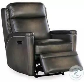 Hamilton Grey Leather Power Recliner with Power Headrest