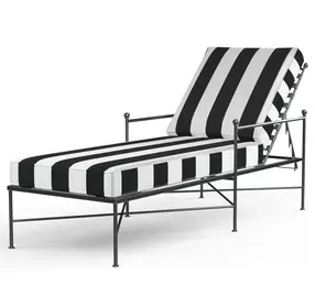 Provence Cabana Classic and White 79" Outdoor Chaise Lounge with Self Welt